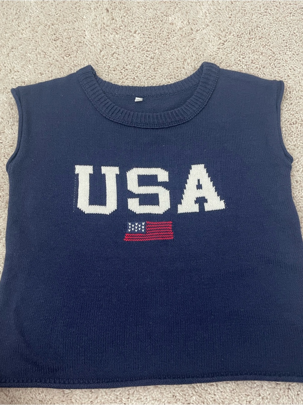 Womens Navy 'USA' Knit Tank Top